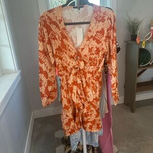 Floral Orange and Cream Dress